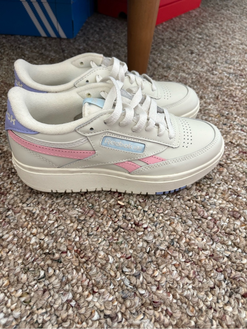 Reebok White Sneakers with Pink & Lavender Accents